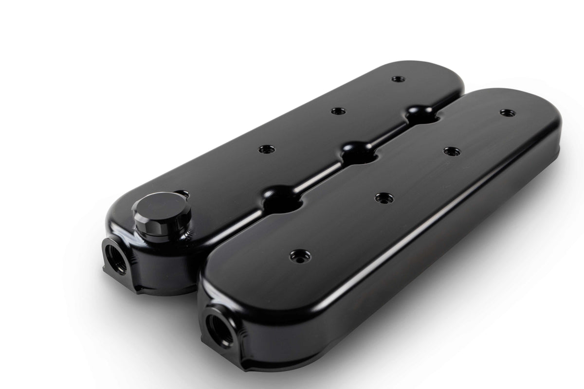 LS - BILLET VALVE COVER - FRONT BREATHER - BLACK ANODISED