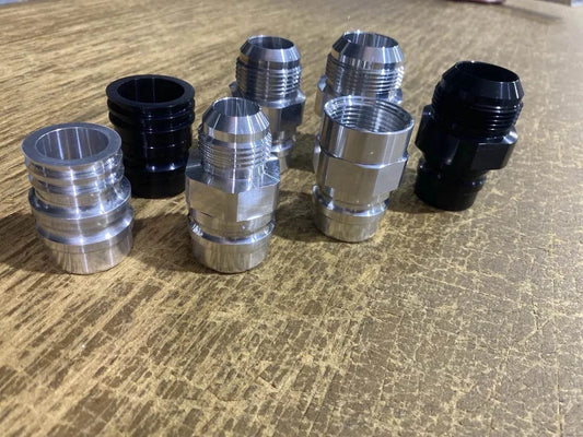 REPLACEMENT BURN TUBE FITTINGS - BILLET - BLACK ANODISED AND RAW